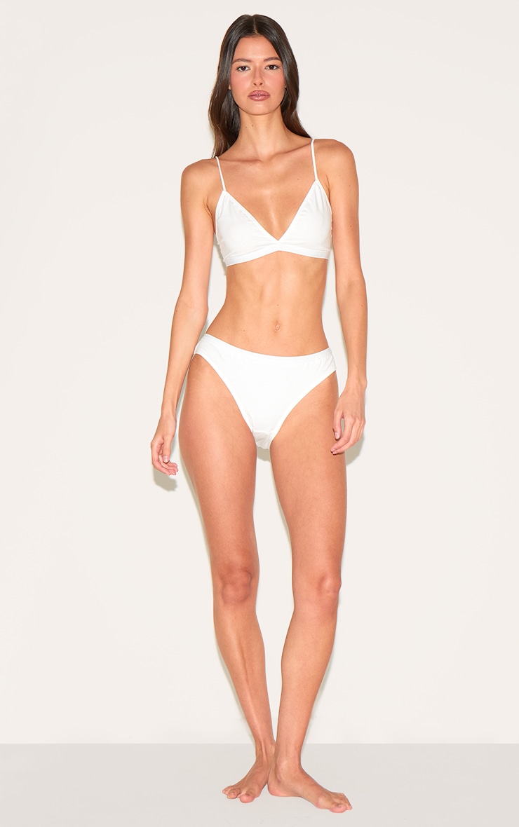 Ensemble de lingerie en jersey blanc à bralette et string image 3