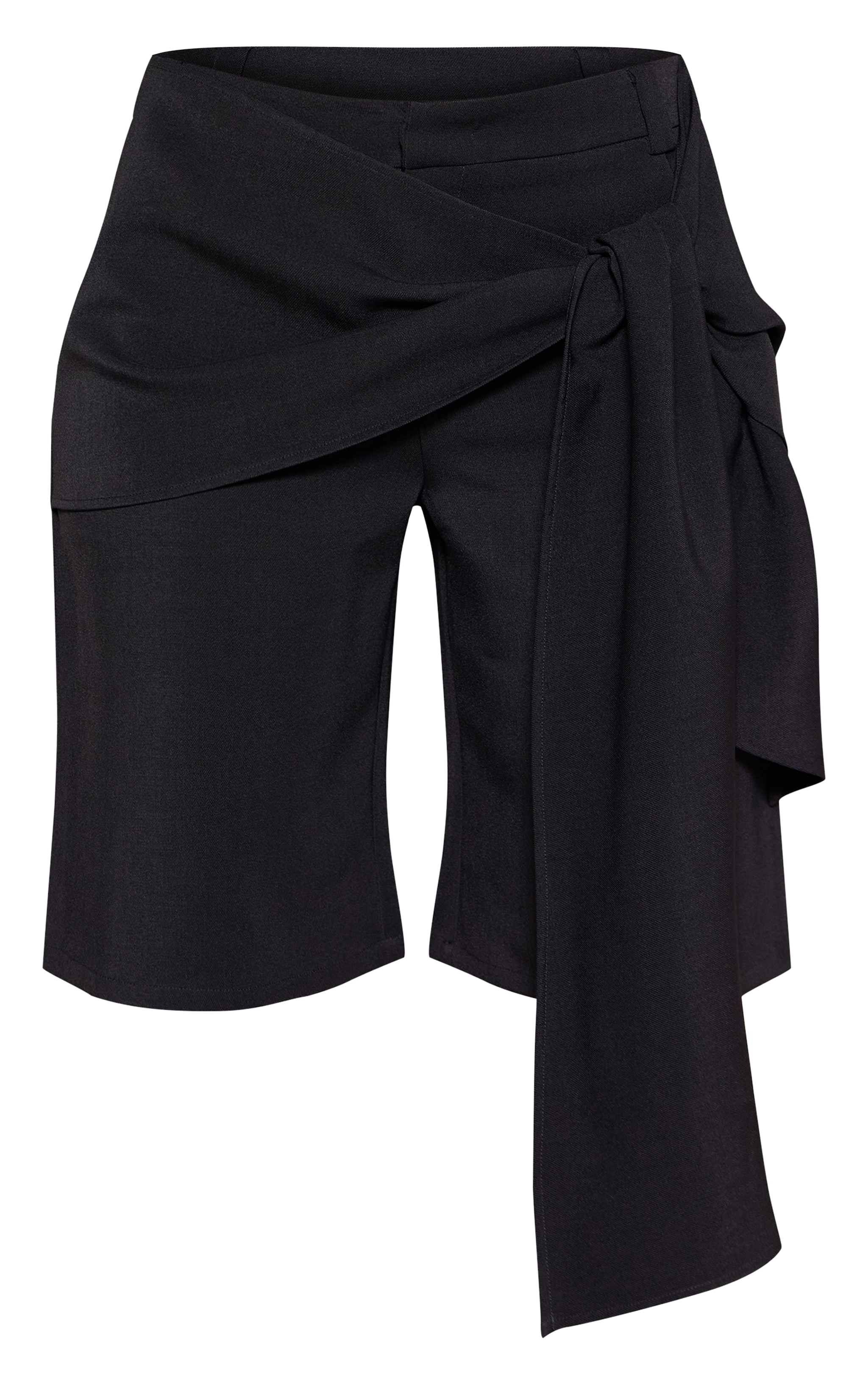 Navy Wrap Detail Woven Long Shorts image 6