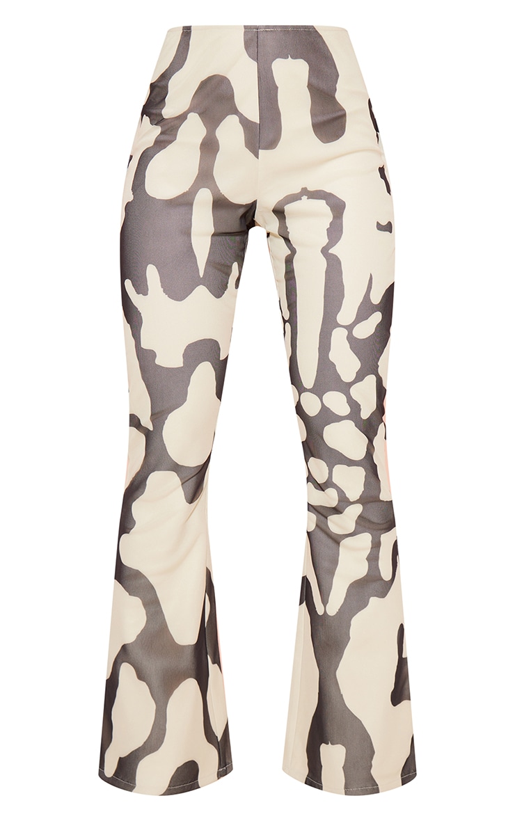 Black Print Woven High Waisted Flares image 5