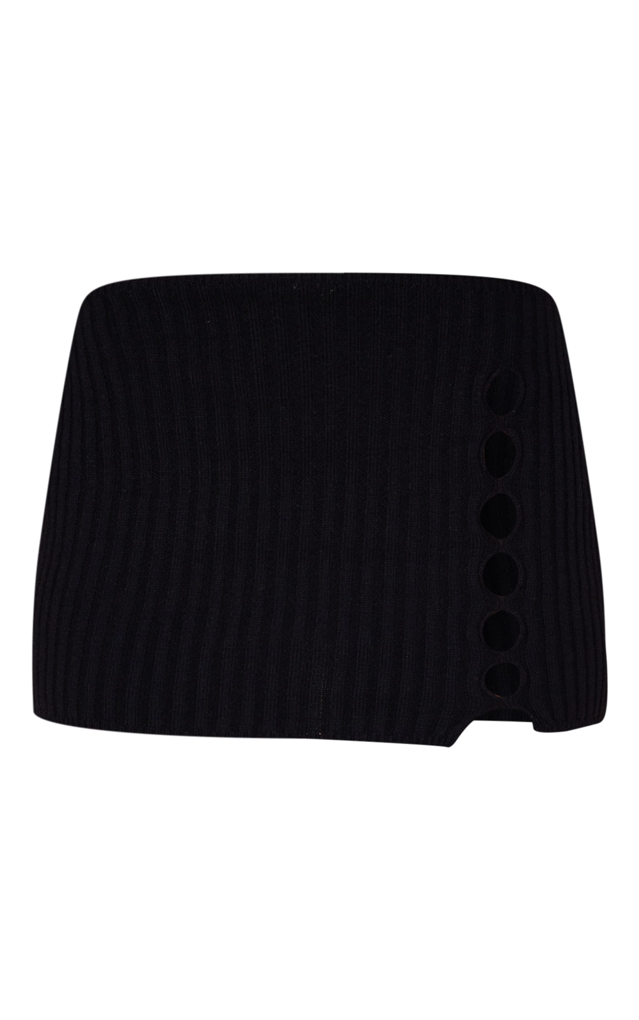 Black Cut Out Knitted Micro Mini Skirt image 5