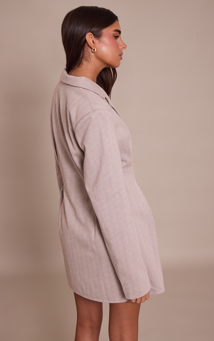 Taupe Wool Look Tailored Blazer Dress image 2
