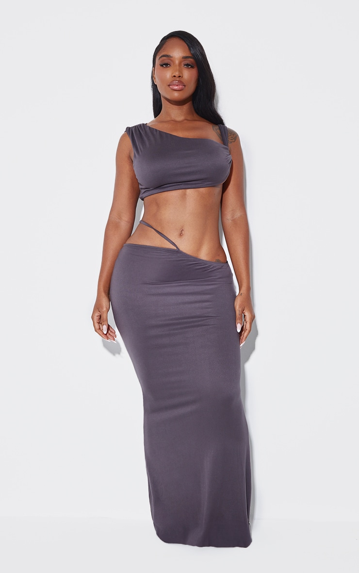 Shape Charcoal One Shoulder Crop Top image 3