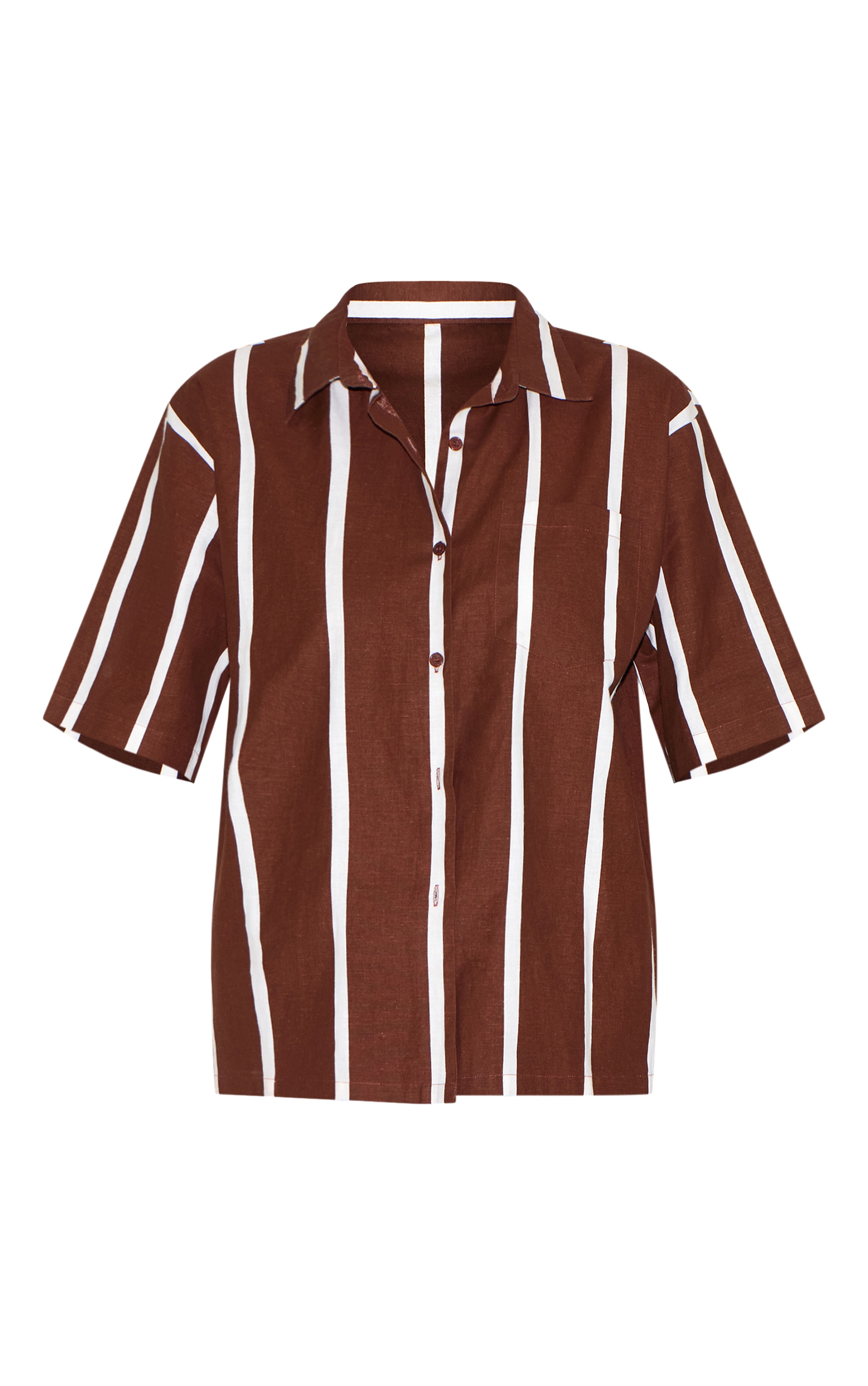 Choc Brown Striped Oversized Shirt image 5