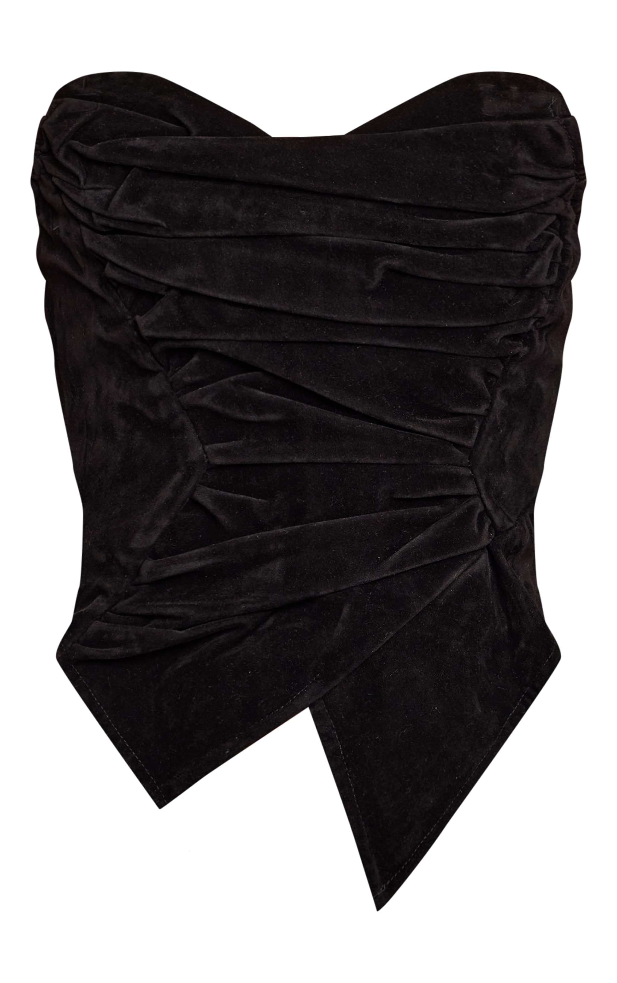 Black Faux Suede Asymmetric Pointed Hem Corset image 5