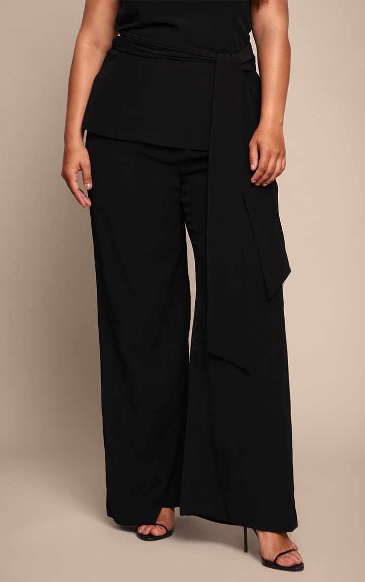 Plus Black Tailored Woven High Waist Wide Leg Pants image 2