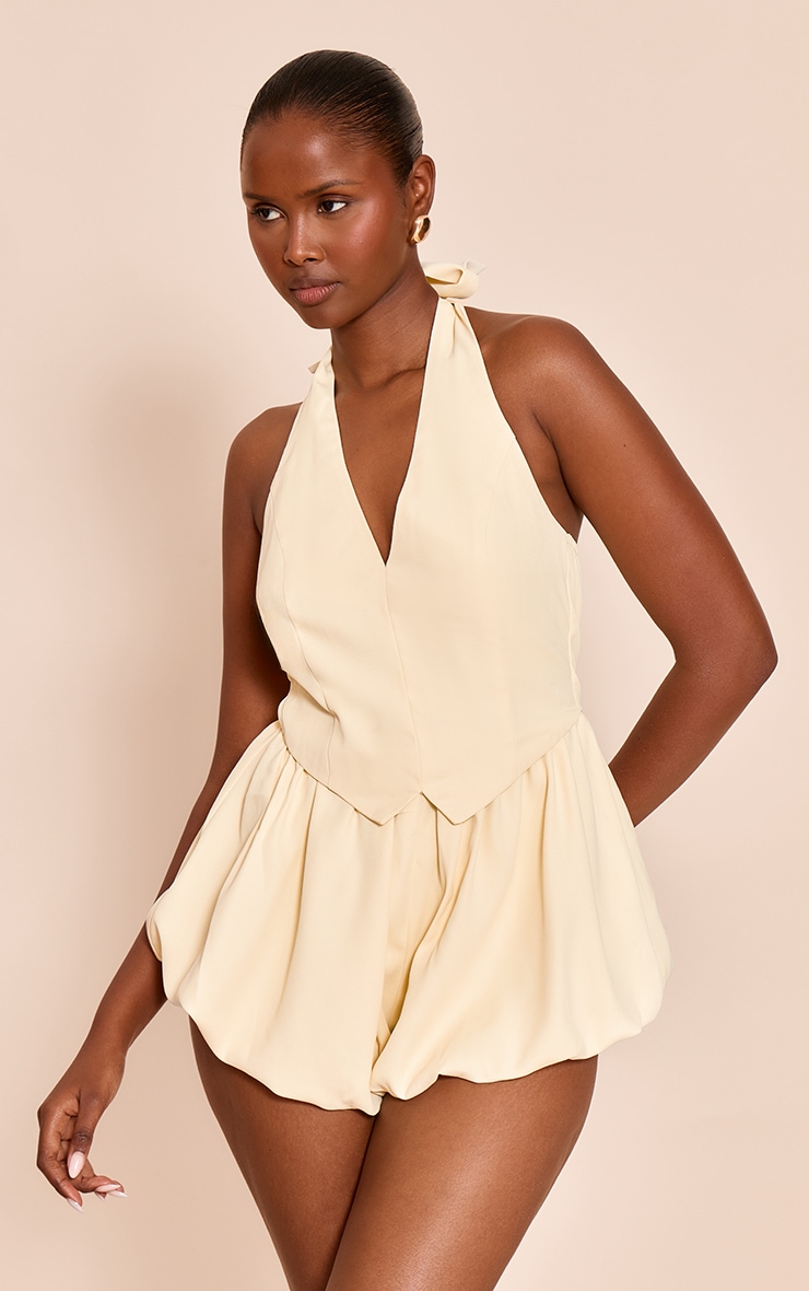 Buttercream Waist Coat Puff Ball Romper image 1