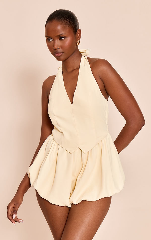 Buttercream Waist Coat Puff Ball Playsuit