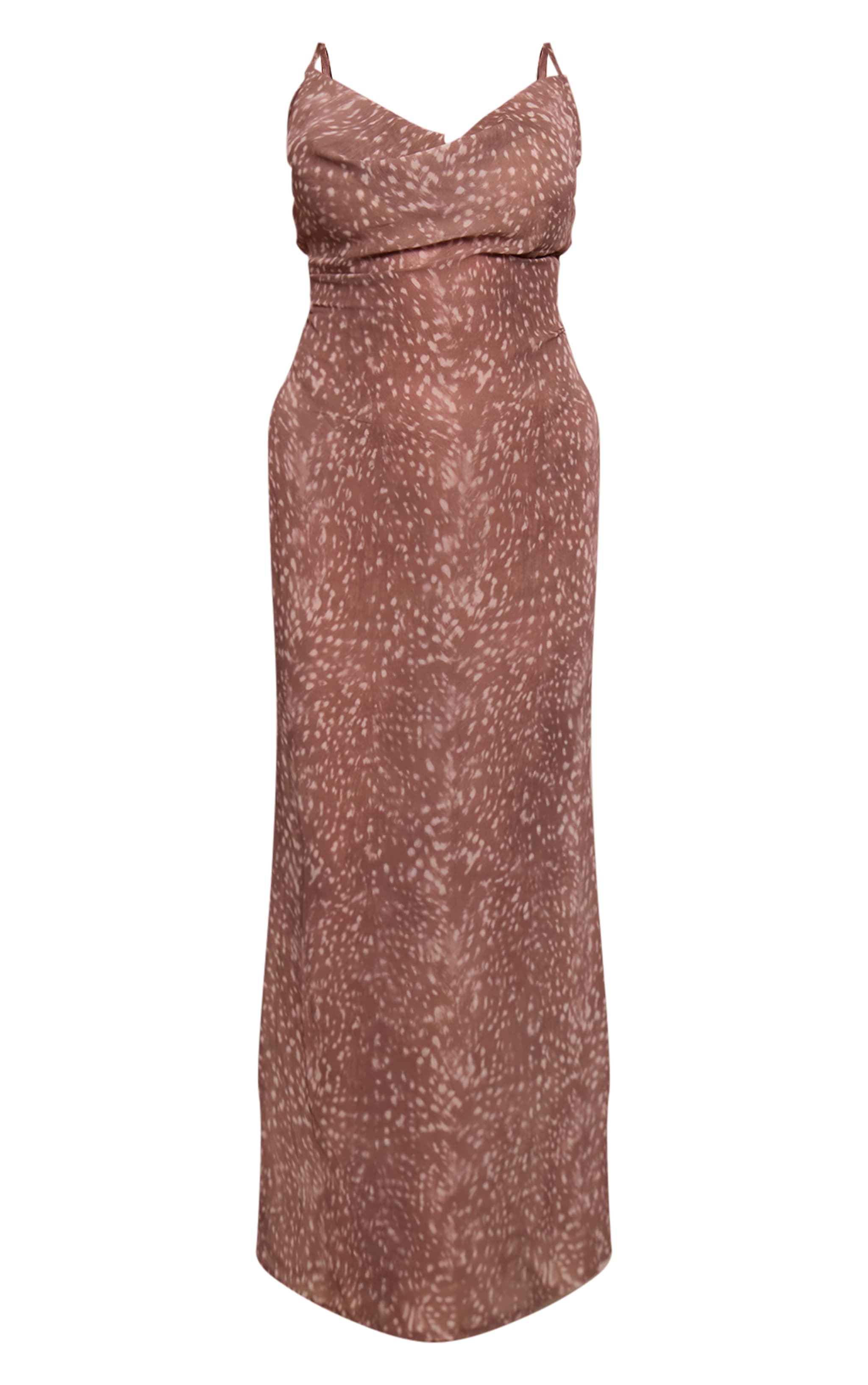 Shape Brown Deer Print Strappy Cowl Neck Maxi Dress image 5