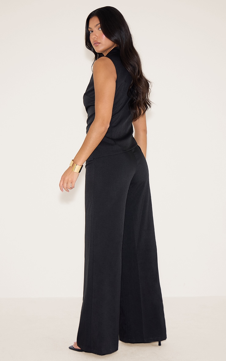 Black Woven Wrap Collared Jumpsuit image 2