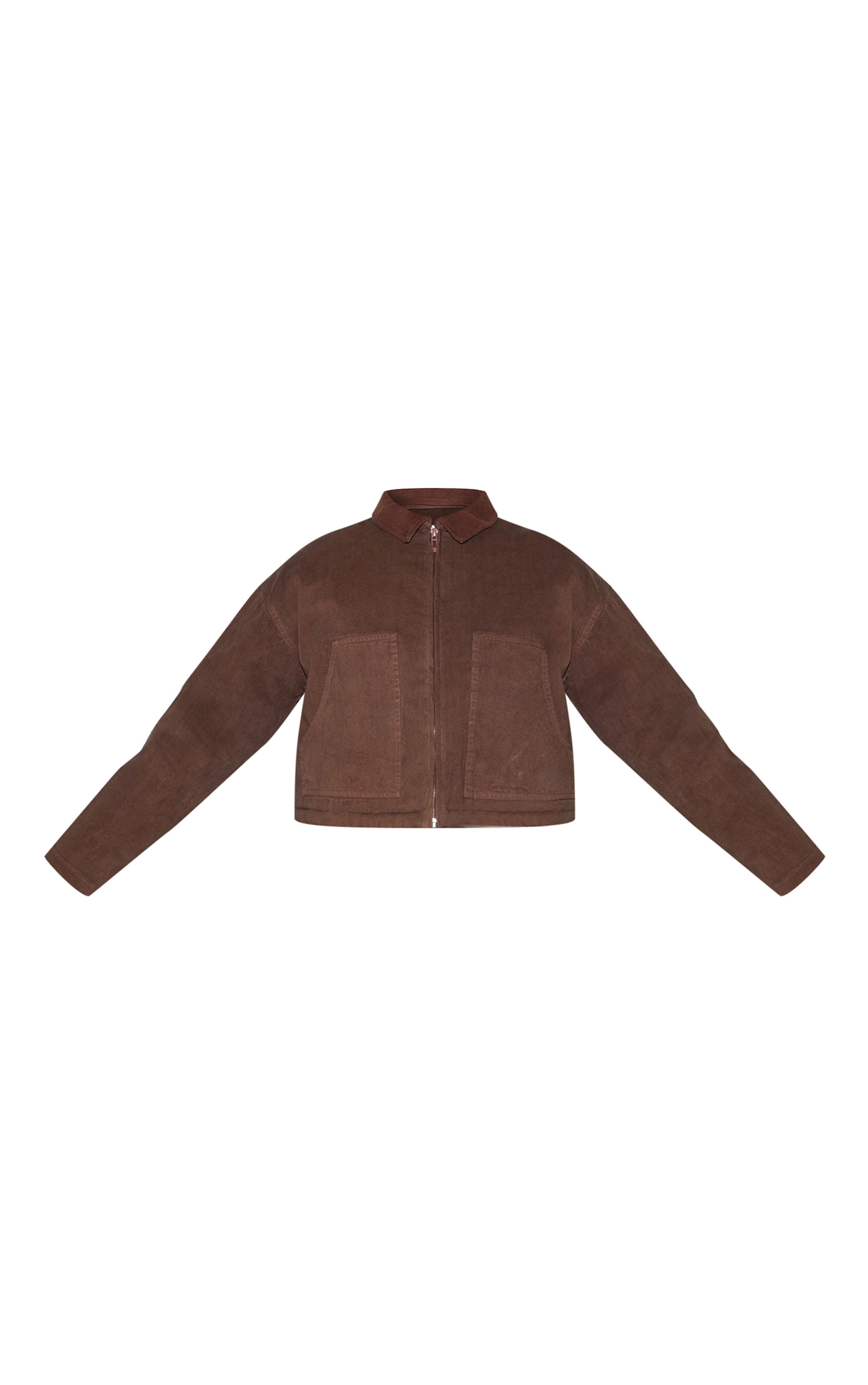Chocolate Twill Contrast Collar Cropped Jacket image 5