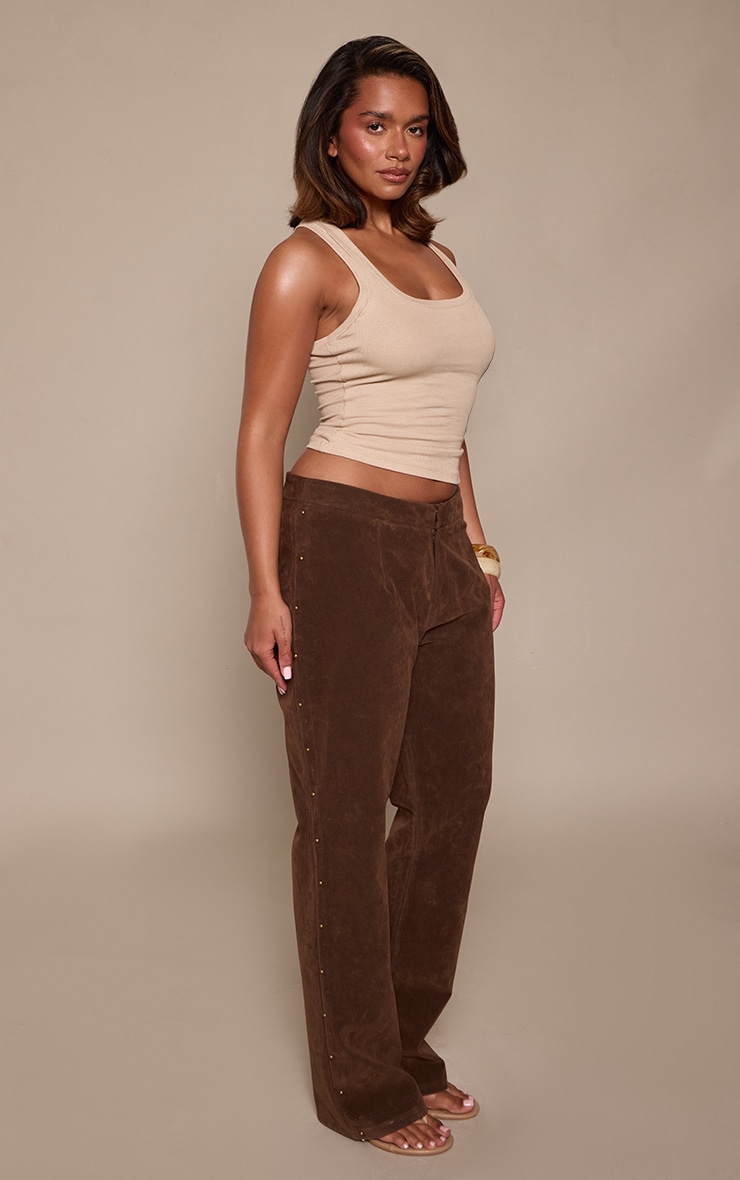 Shape Brown Faux Suede Studded Pants