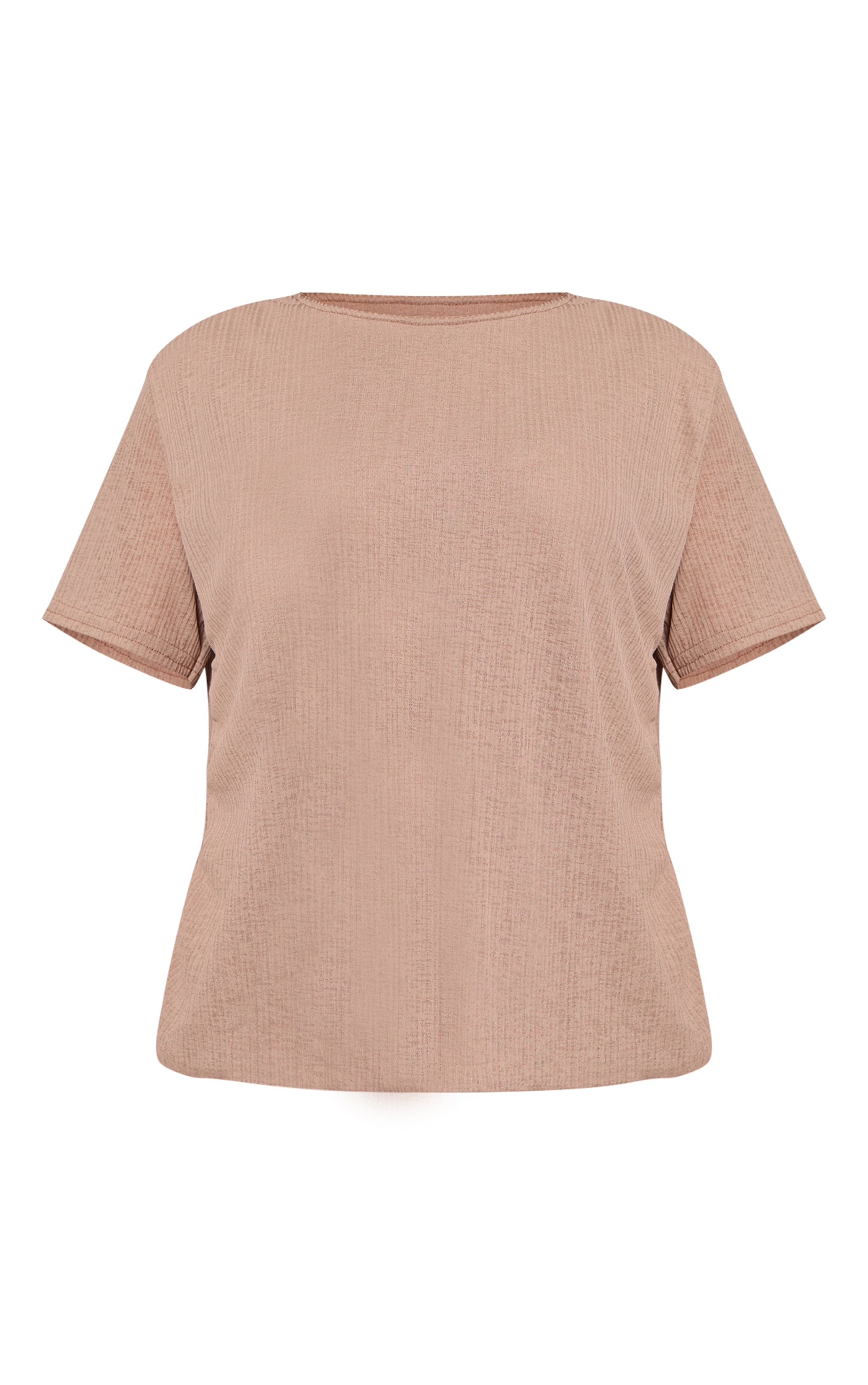 Petite Taupe Sheer Textured Flowy Top image 5