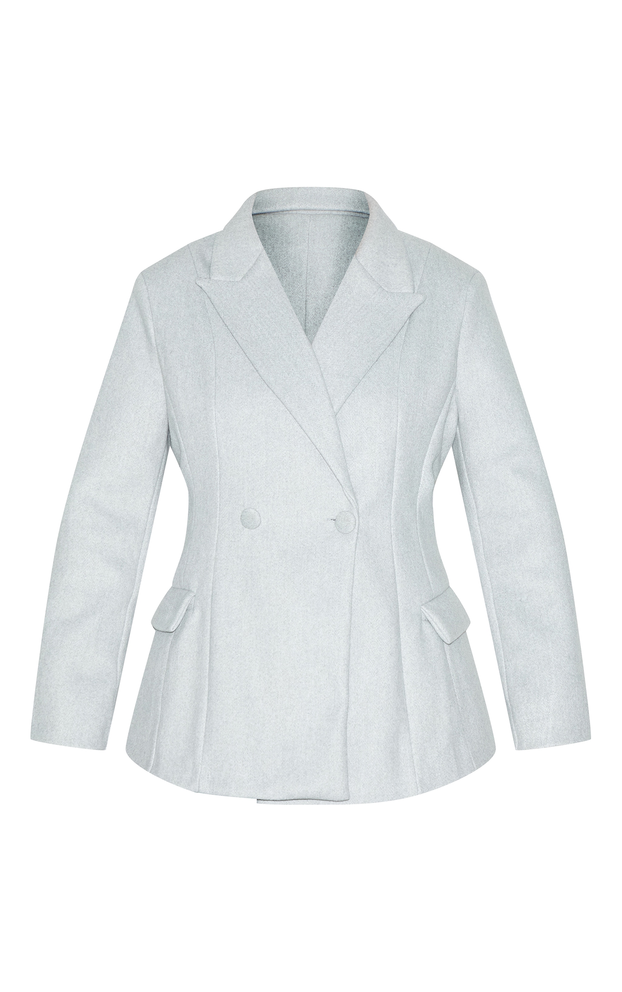Plus Grey Double Breasted Asymmetric Wool Look Blazer image 5