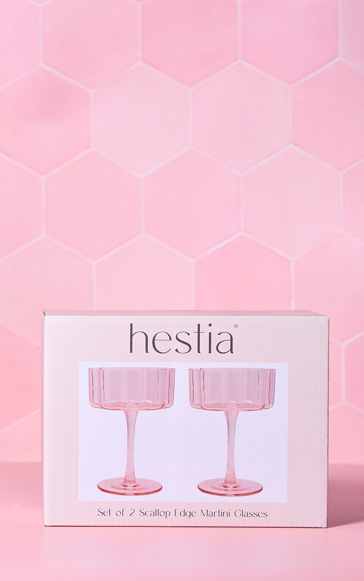 Hestia Bright Pink Scalloped Martini Glass 2 Pack image 4