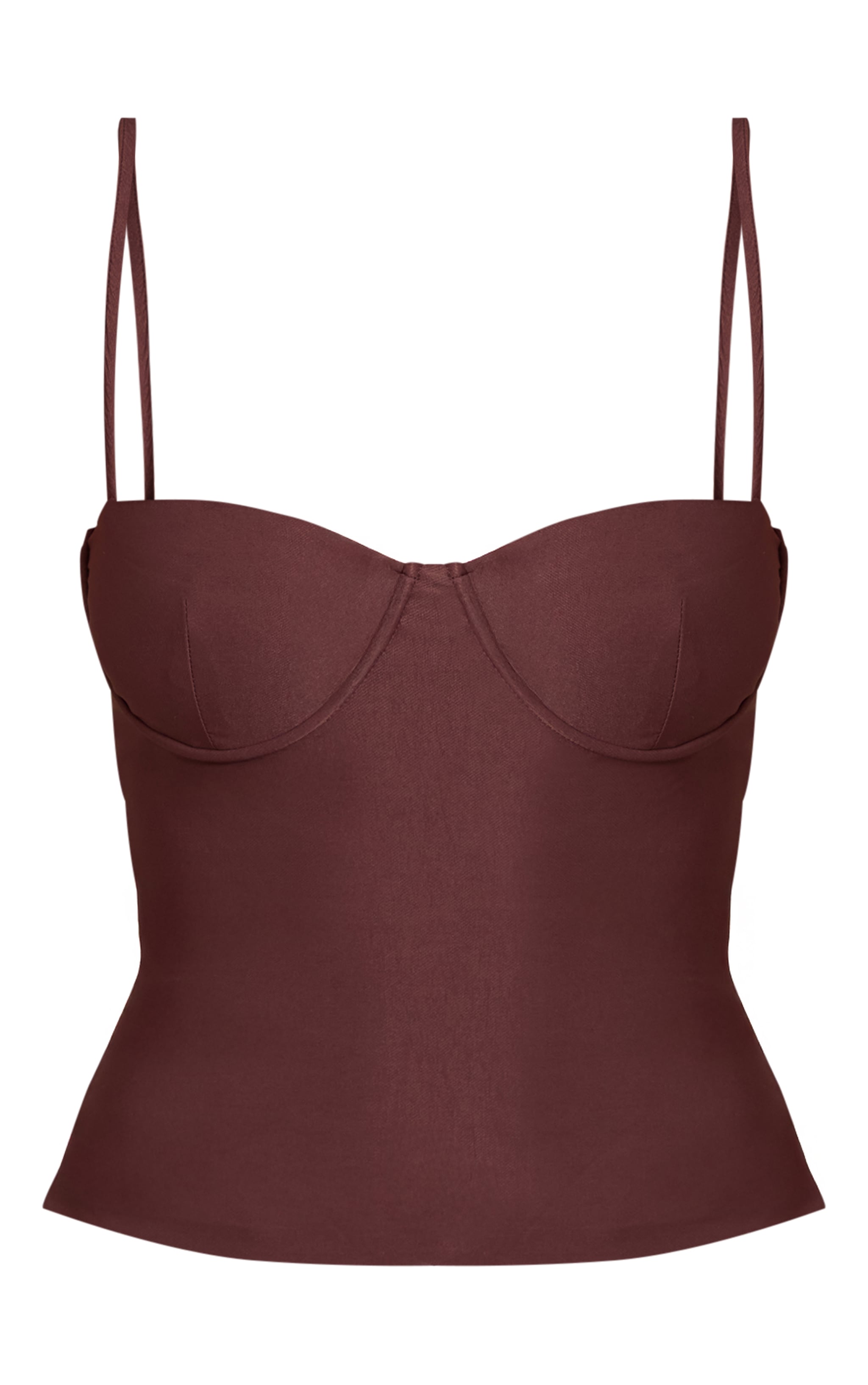 Dark Chocolate Woven Stretch Strappy Cami Top image 5