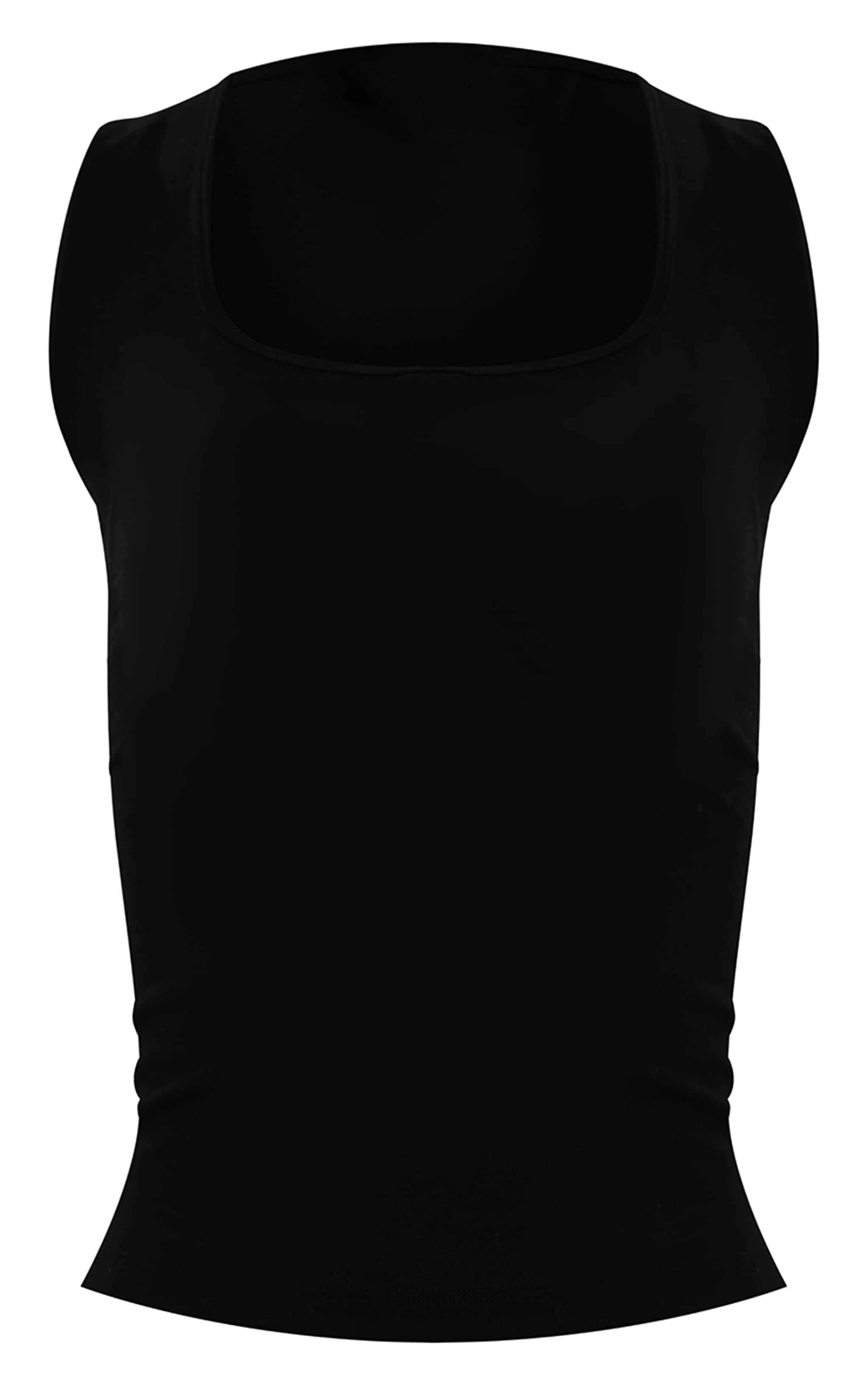 Black Contour Scoop Neck Fitted Vest Top image 5