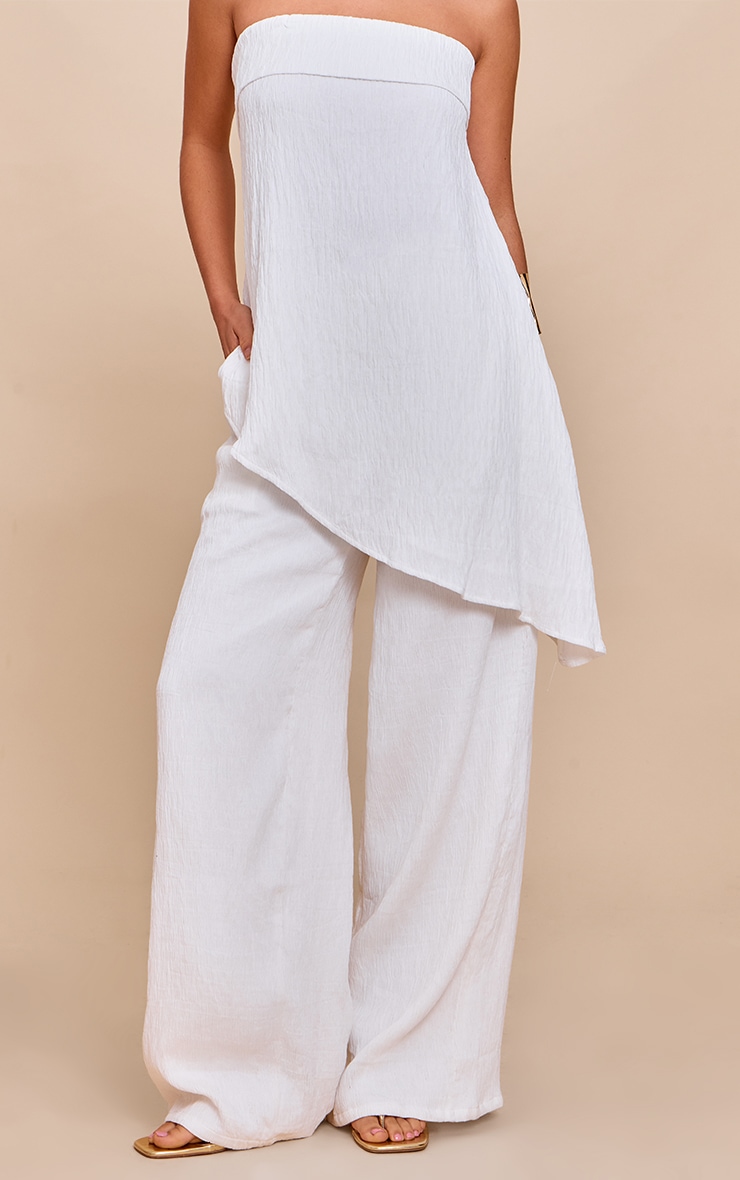 Pantalon large texturé blanc image 2