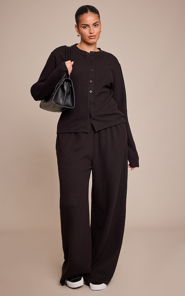 Plus Black Soft Touch Wide Leg Sweatpants