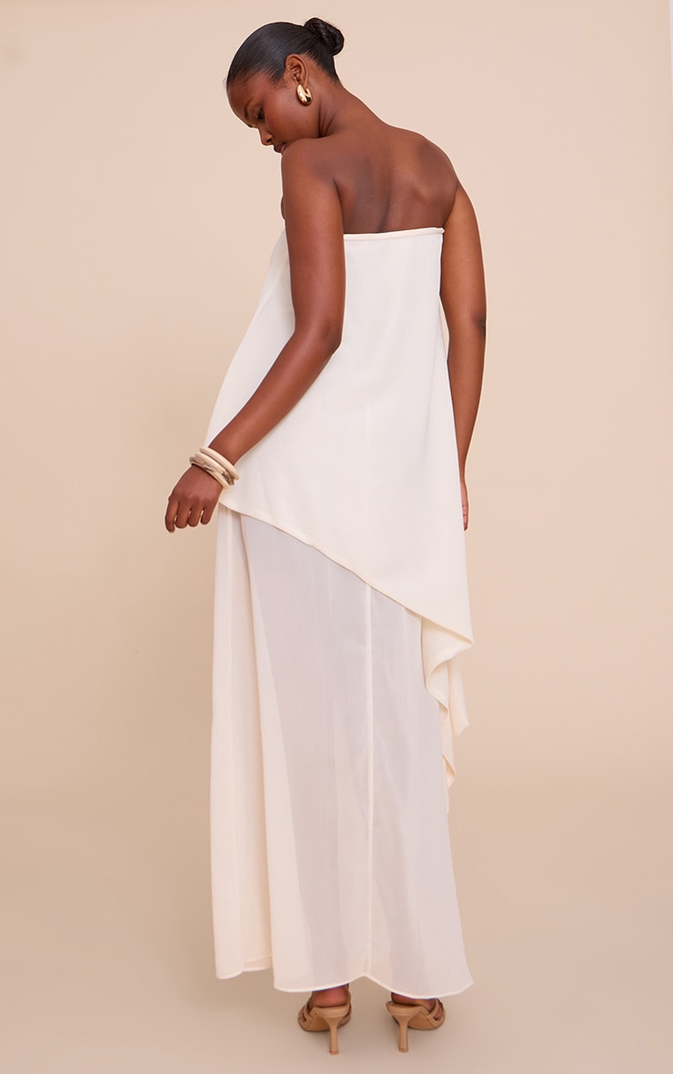 Butter Cream Chiffon Bandeau Overlay Maxi Dress image 2