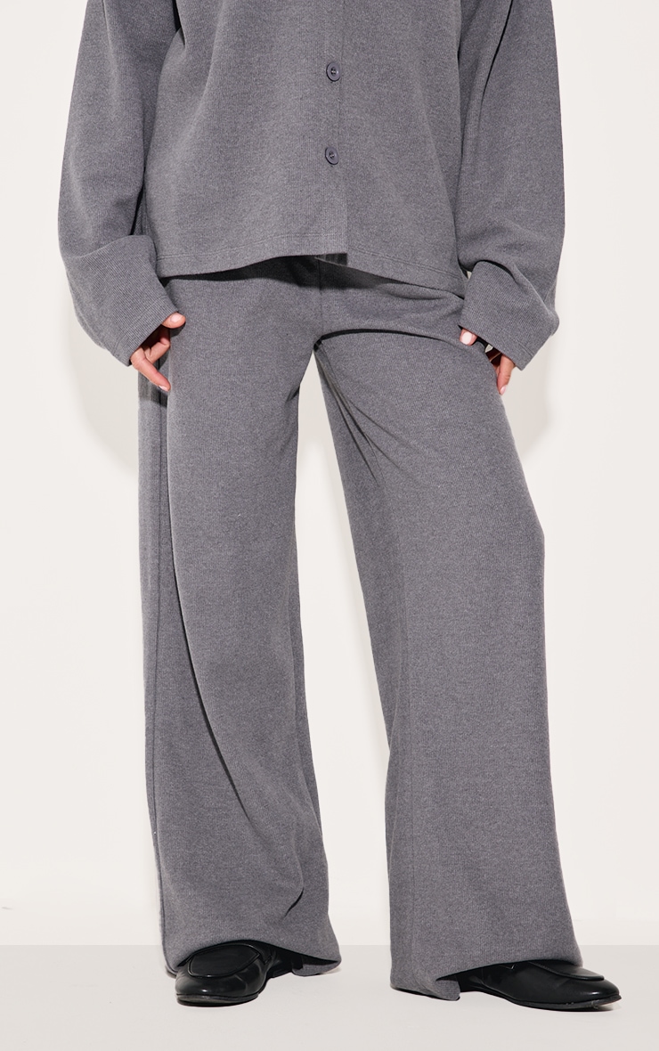 Pantalon large ample épais côtelé brossé gris anthracite image 2