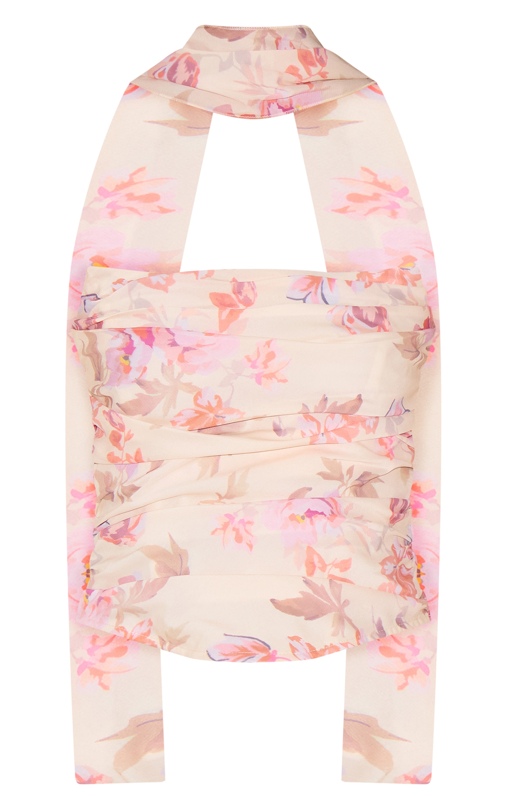 Cream Floral Scarf Detail Corset image 5