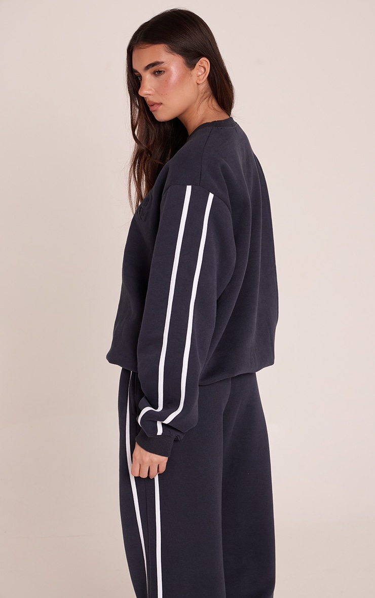 Navy PLT Tab Contrast Side Stripe Sweatshirt image 2