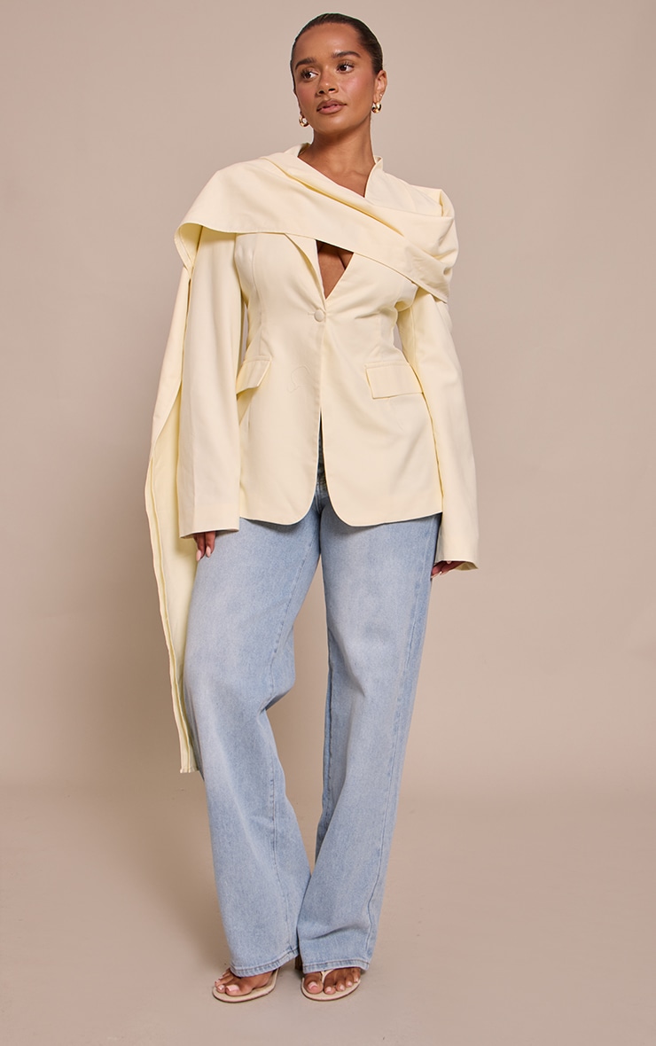 Shape Butter Cream Scarf Detail Cinched Blazer image 3