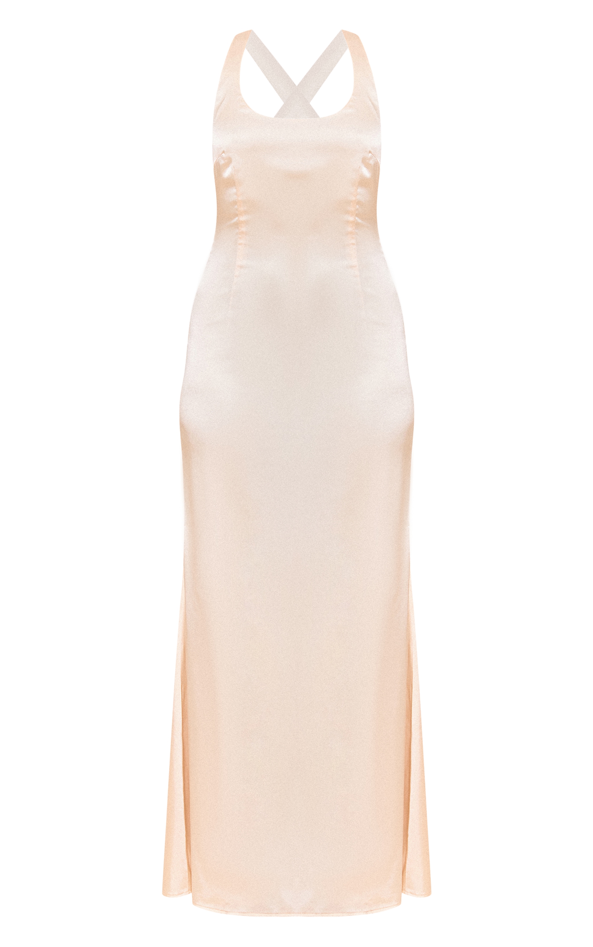 Natural Satin Cross Back Midaxi Dress image 5