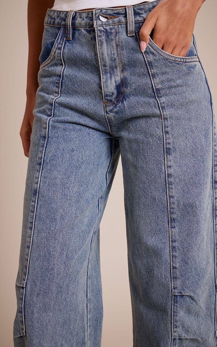 Tall Vintage Mid Rise Seam Detail Barrel Jeans image 4