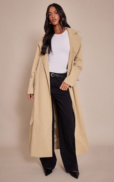Tall Stone Tie Waist Trench Coat