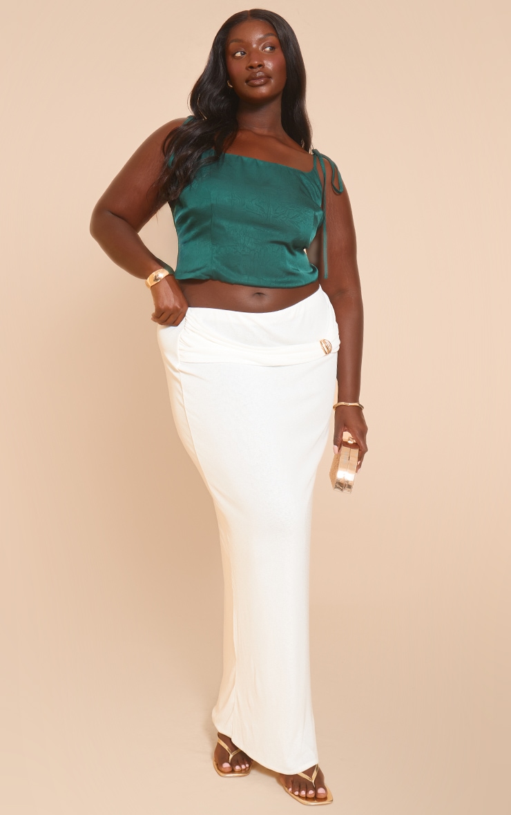 Plus White Burnout Mesh Trim Detail Wrap Maxi Skirt image 1