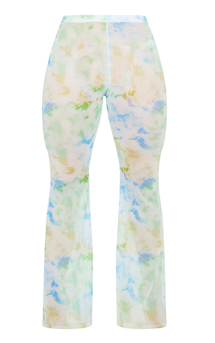 Plus Baby Blue Sheer Tie Dye Flared Trouser PrettyLittleThing USA