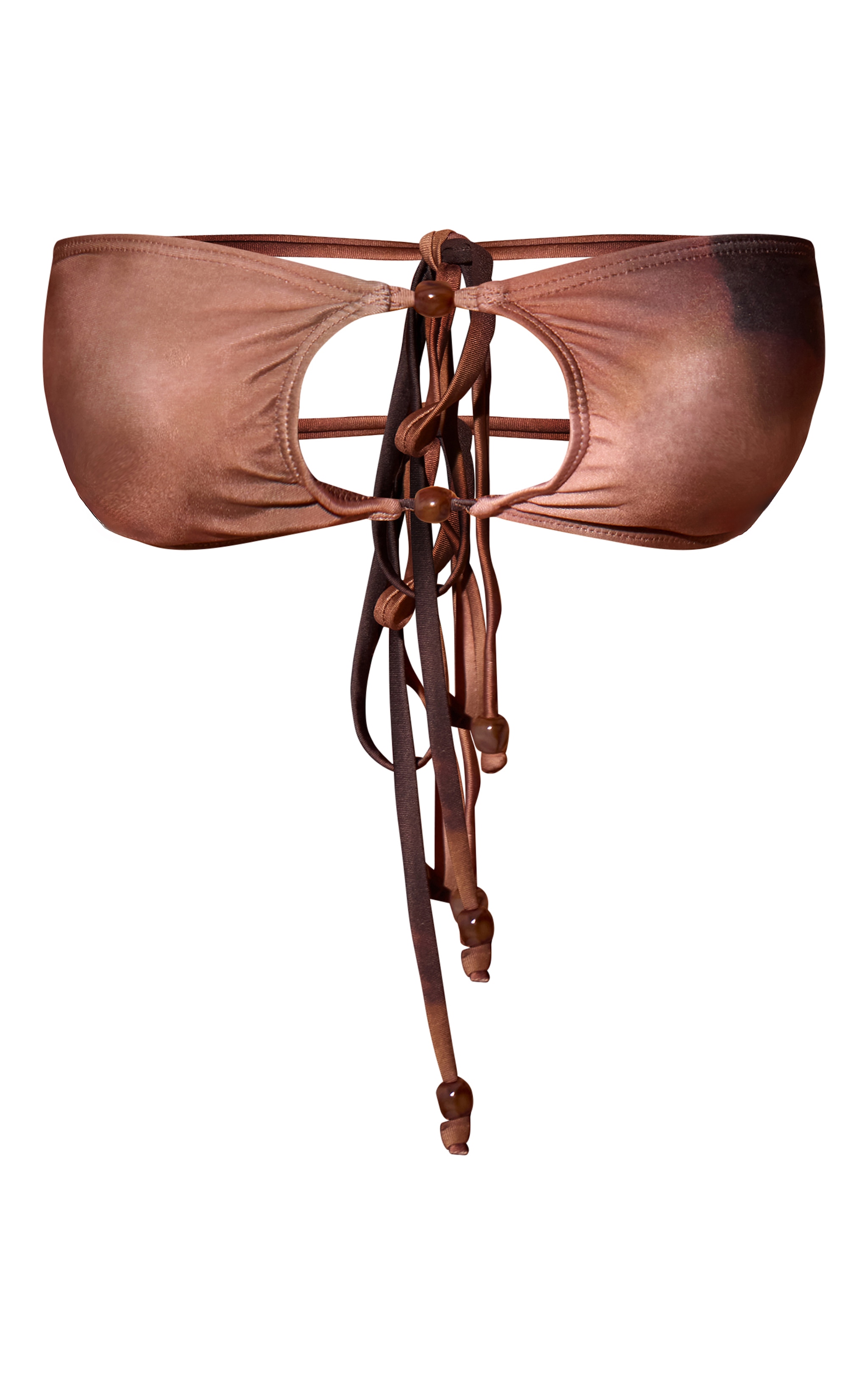 Multi Blurred Print Bead Trim Bandeau Bikini Top image 5