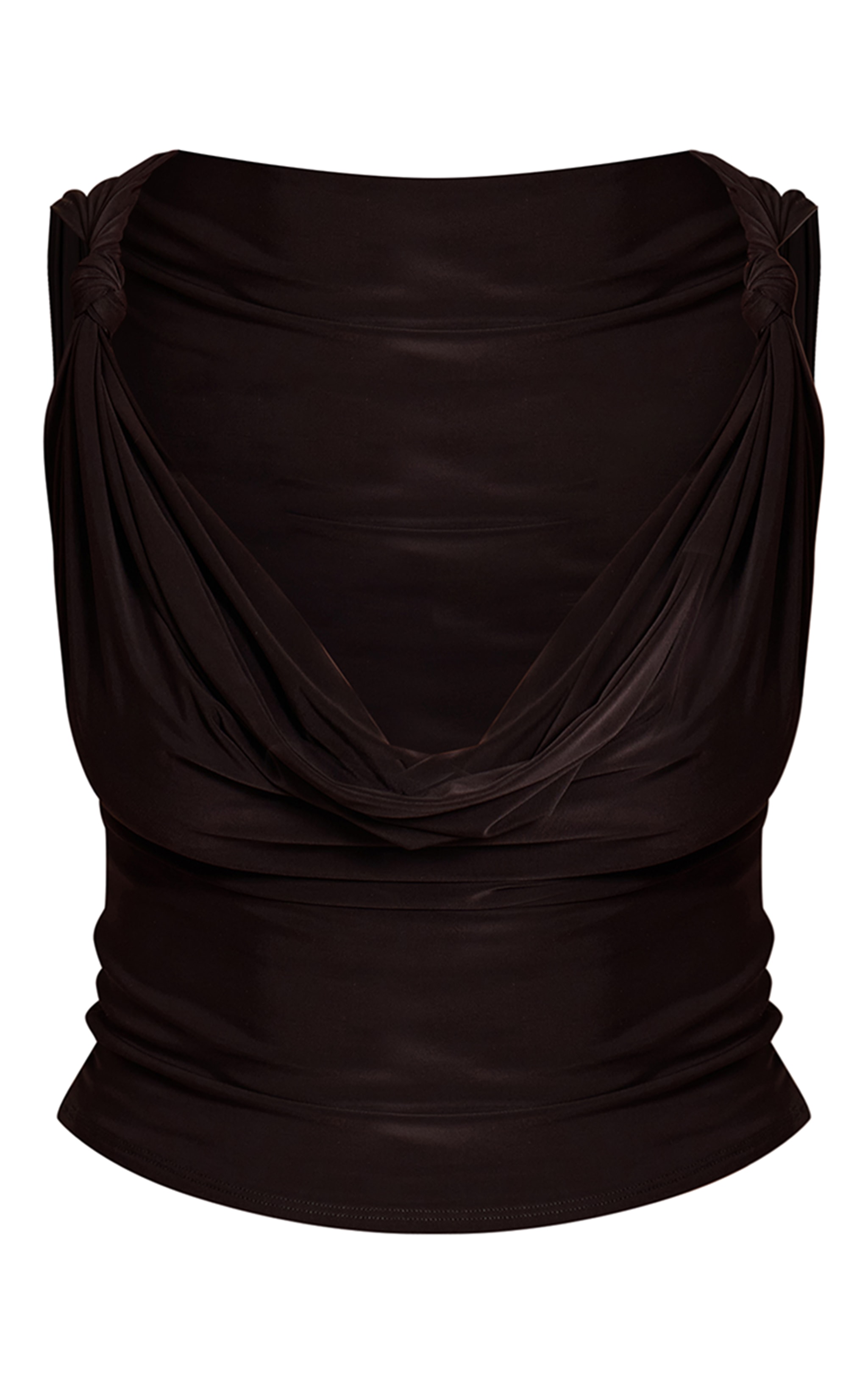 Shape Black Slinky Knot Detail Cowl Neck Top image 5