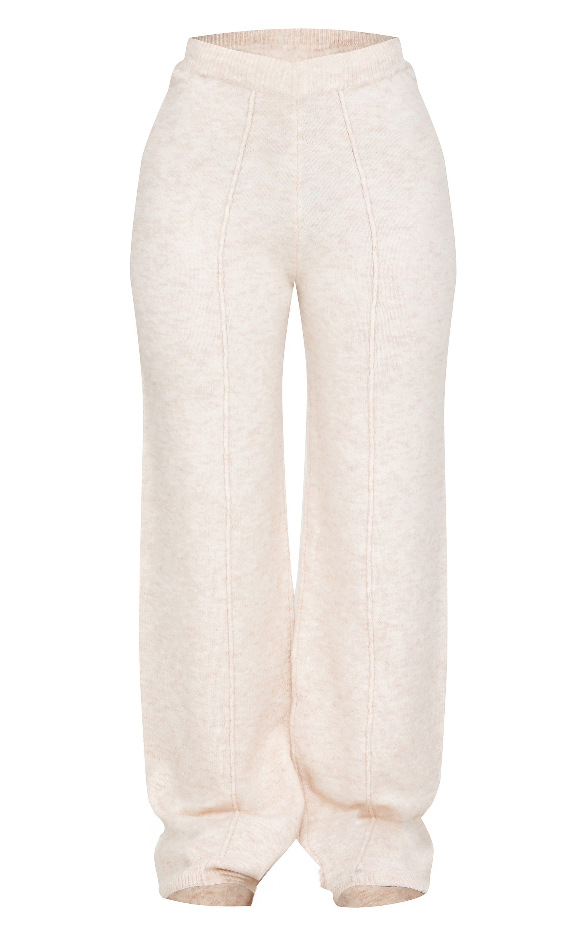 Petite Pantalon large en maille tricot avoine à coutures surjetées image 5