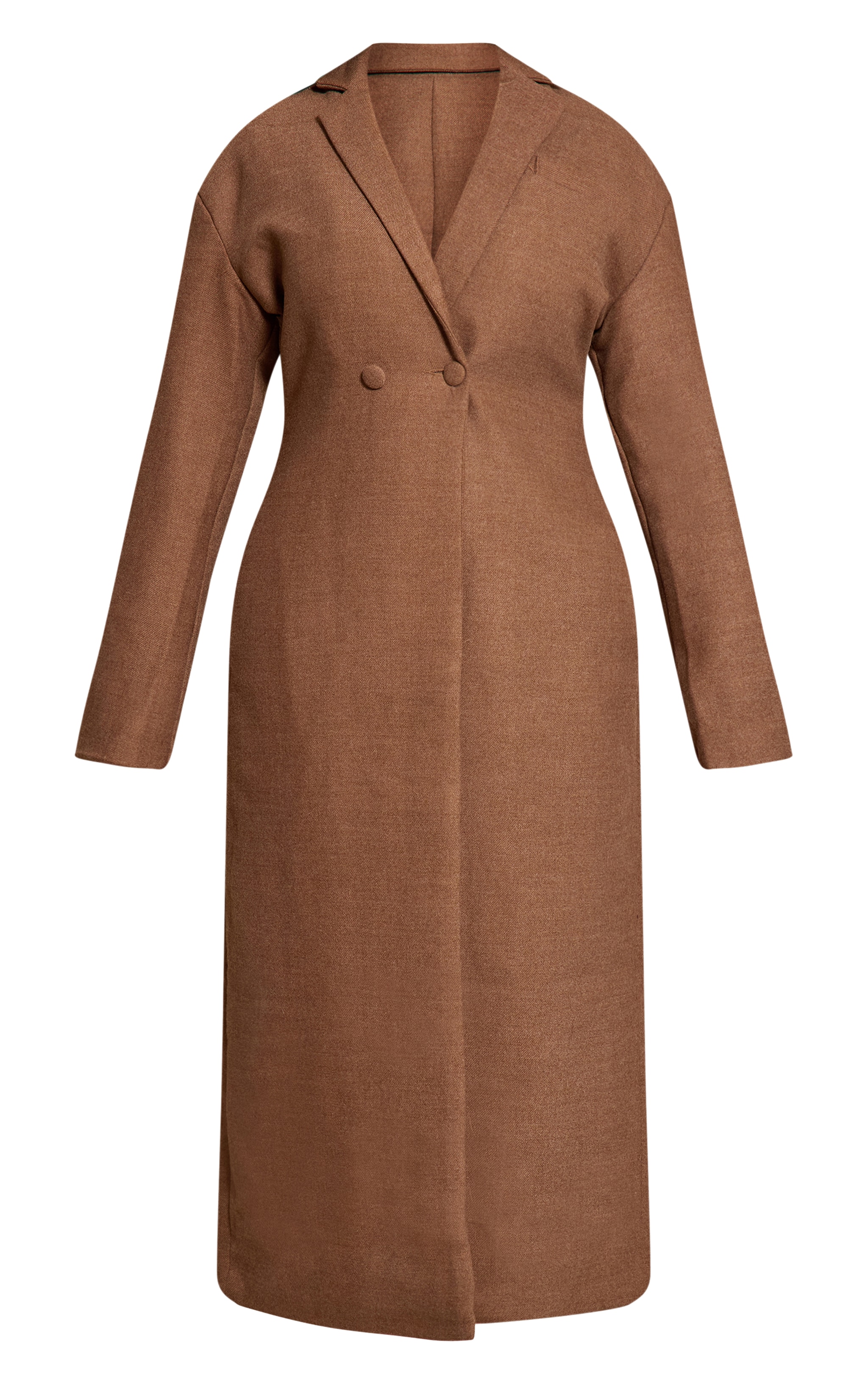 Shape Chocolate Wool Look Cinched Waist Longline Blazer Coat image 5