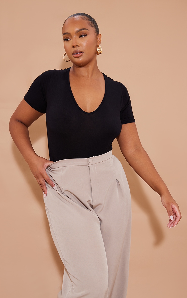 Plus Black Jersey Short Sleeve Bodysuit image 4