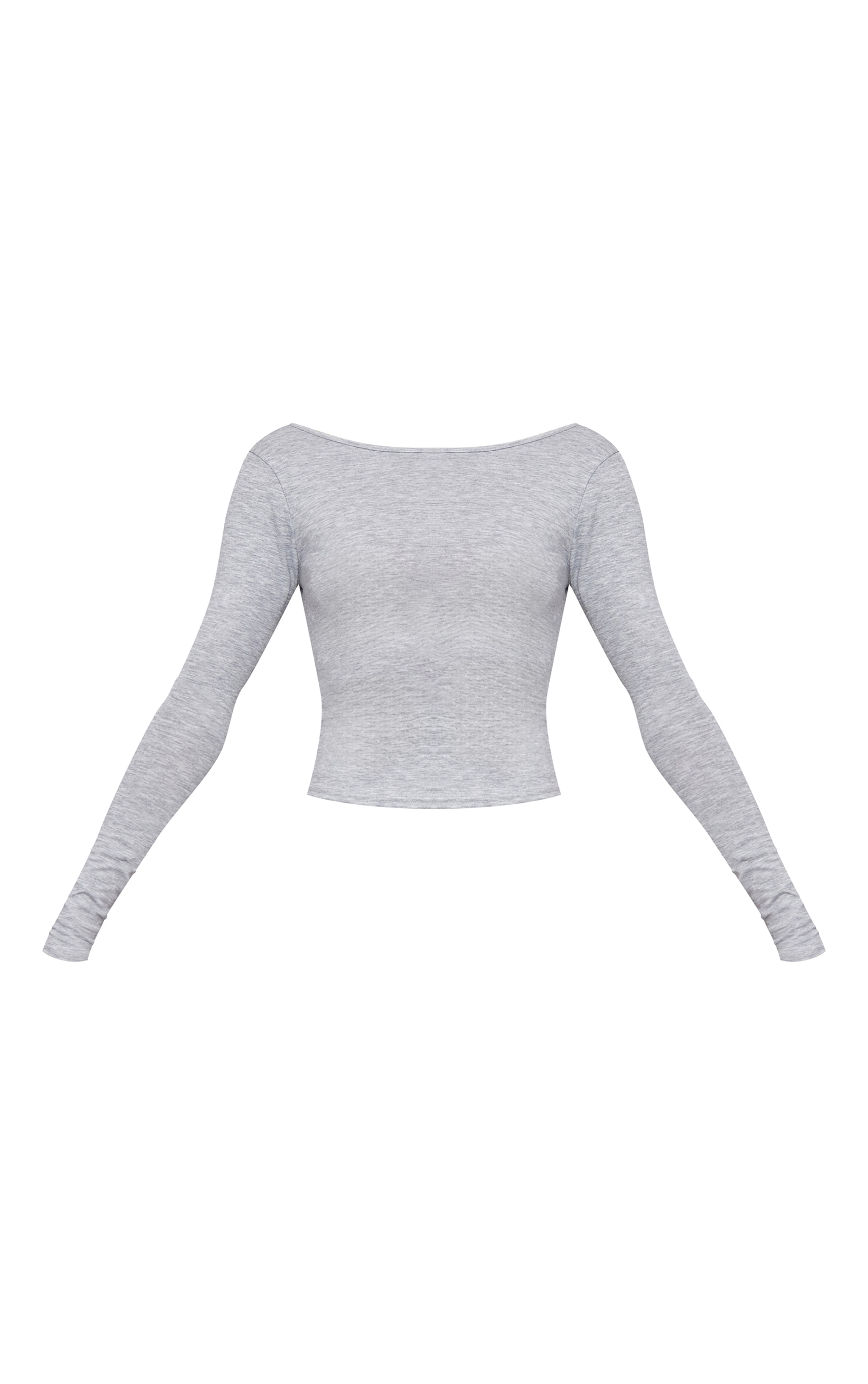 Grey Marl Cotton Long Sleeve Longline Top image 5