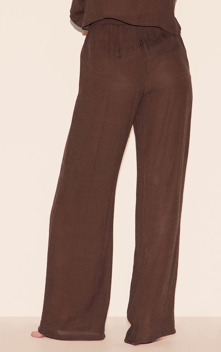 Brown Wide Leg Linen Look Beach Pants image 3