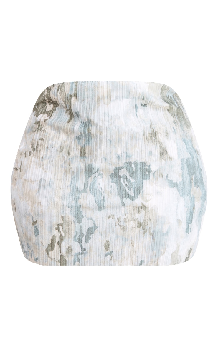 Plus Stone Washed Camo Printed Plisse Micro Mini Skirt image 6