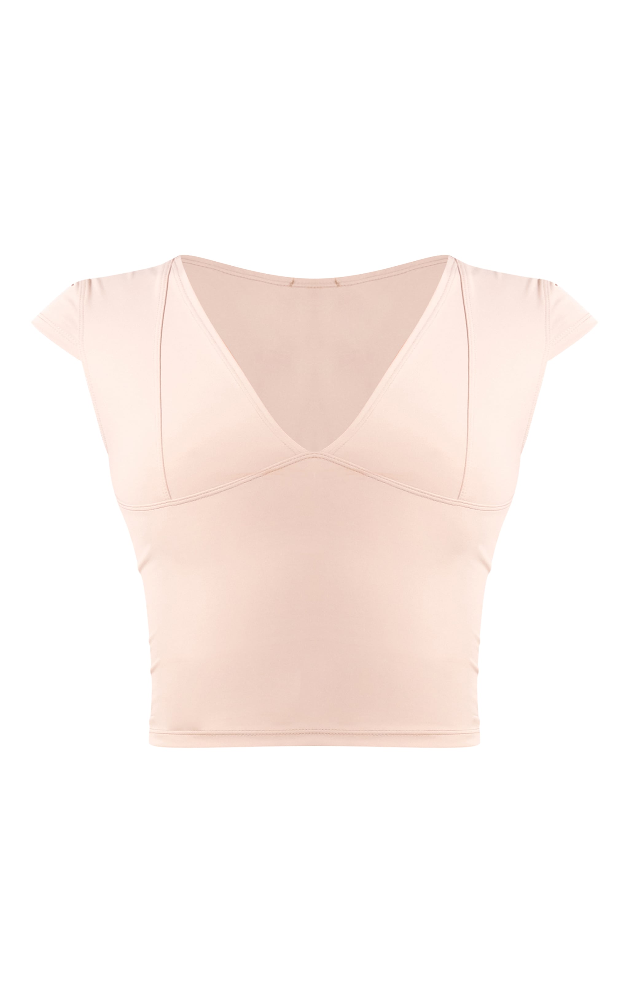 Tall Pale Khaki Snatched Sculpt V Neck Crop Top image 5