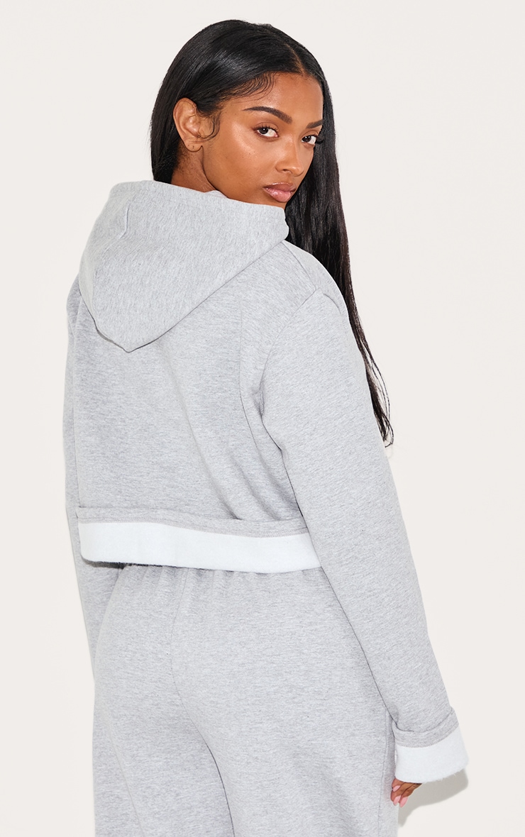 Shape Grey Turn Up Hem Cropped Hoodie image 2