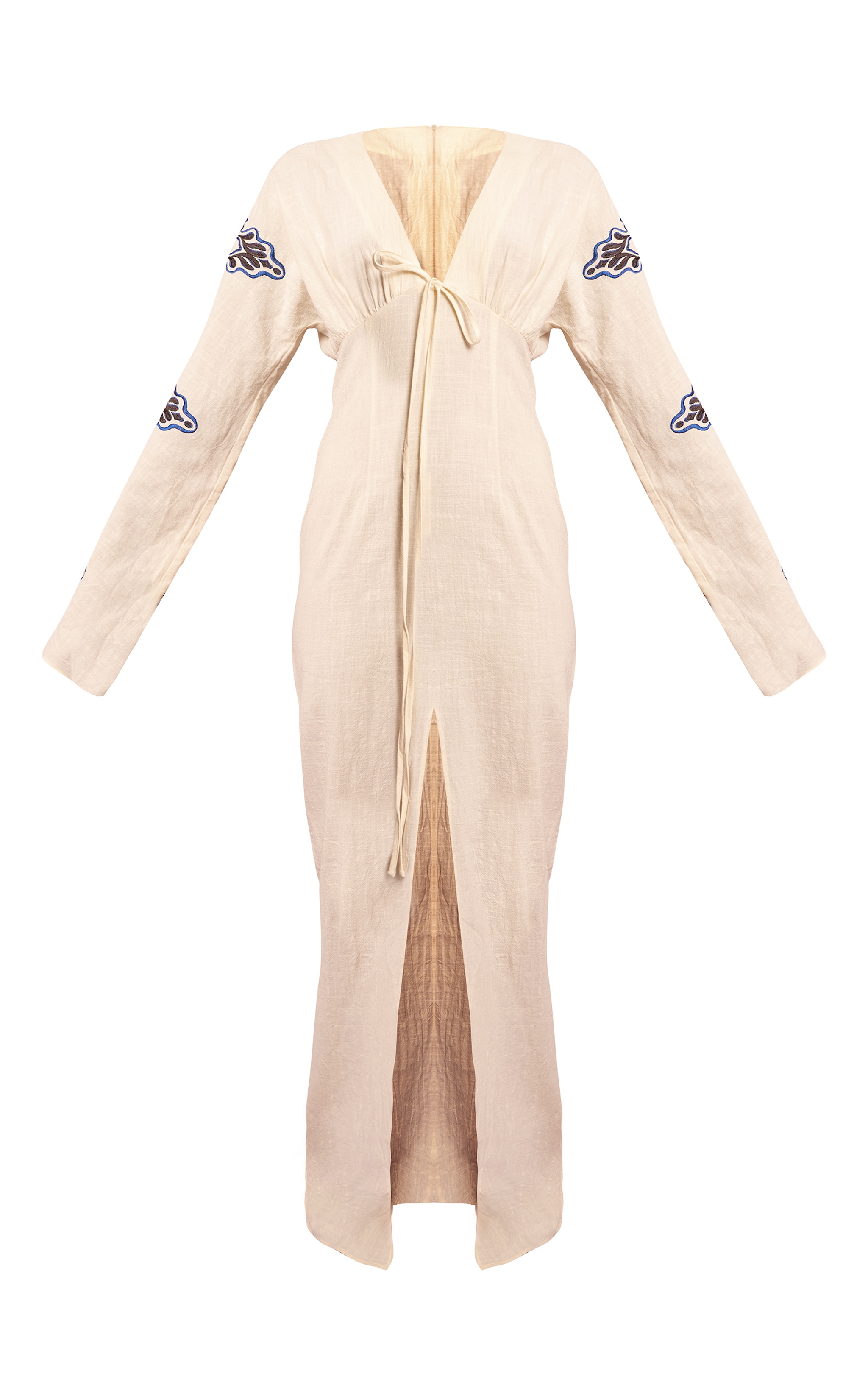 Robe longue crème brodée à dos nu image 5