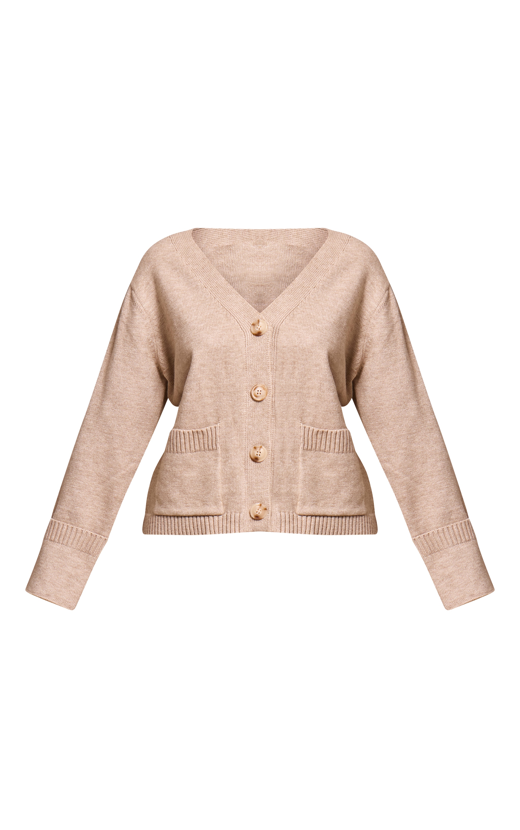 Petite Oatmeal Turn Back Cuff Cardigan image 5