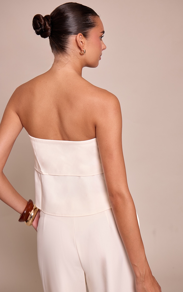 Cream Fold Over Tailored Bandeau Top image 2