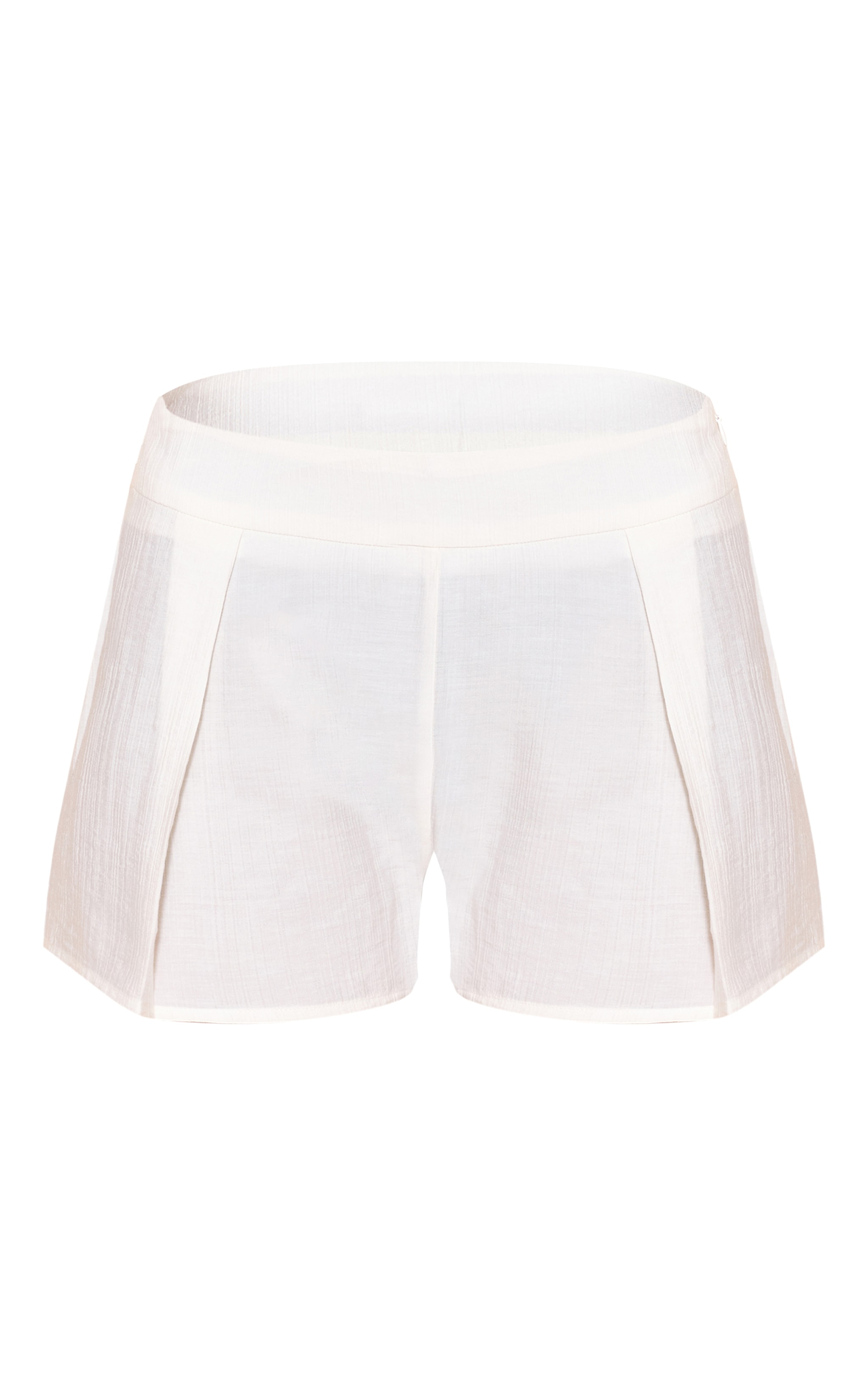 Cream Textured Floaty Shorts image 6