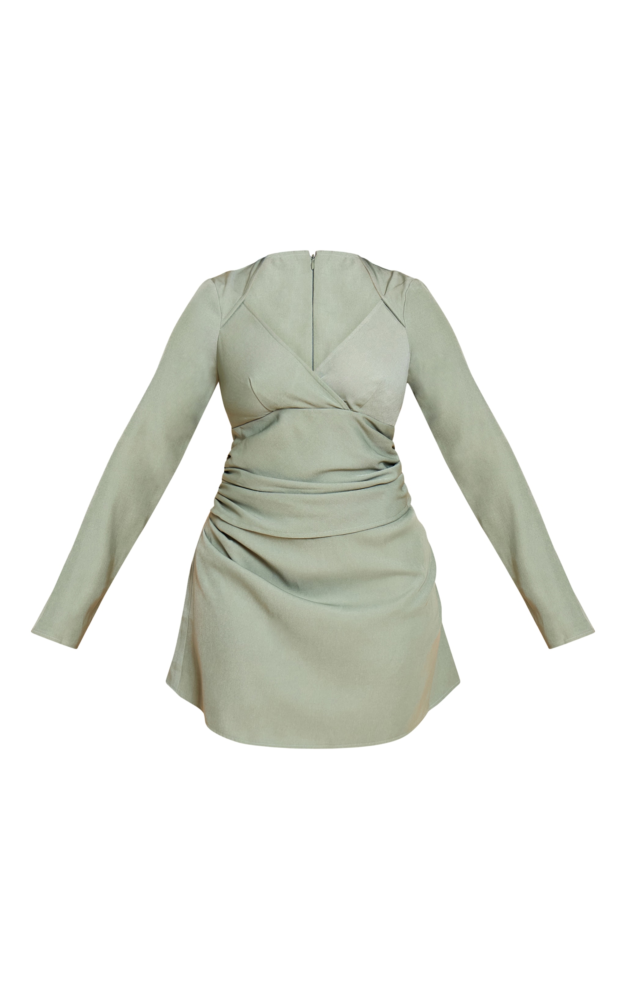 Shape Olive Woven Tailored Square Neck Ruched Side Flippy Mini Dress image 5