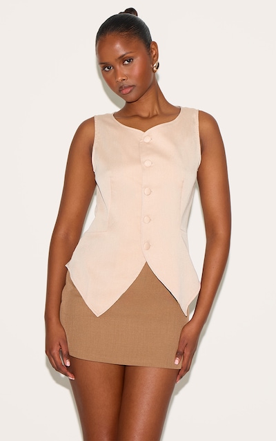 Oatmeal Long Line Waistcoat