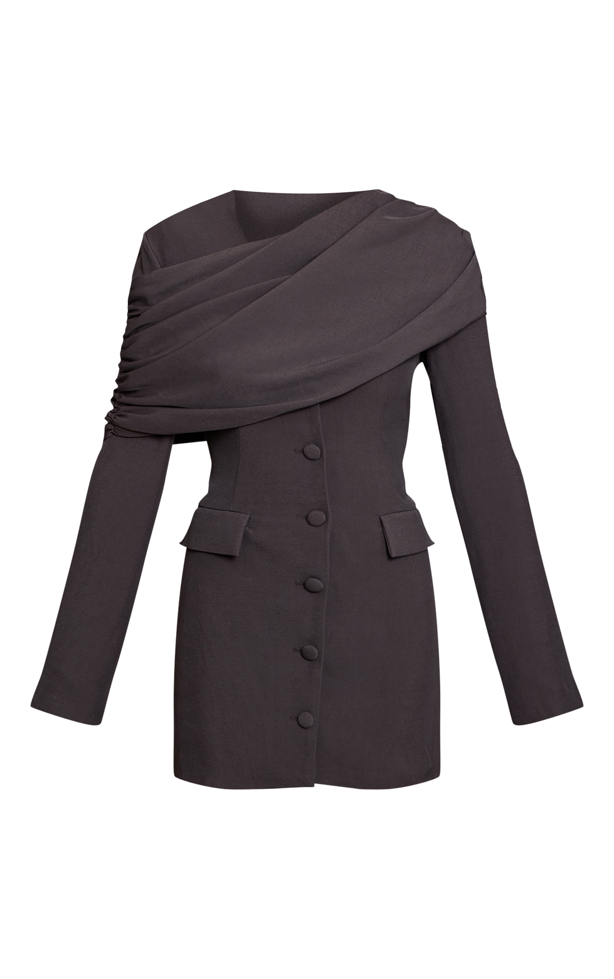 Grey Tailored Sash Detail Blazer Dress image 5