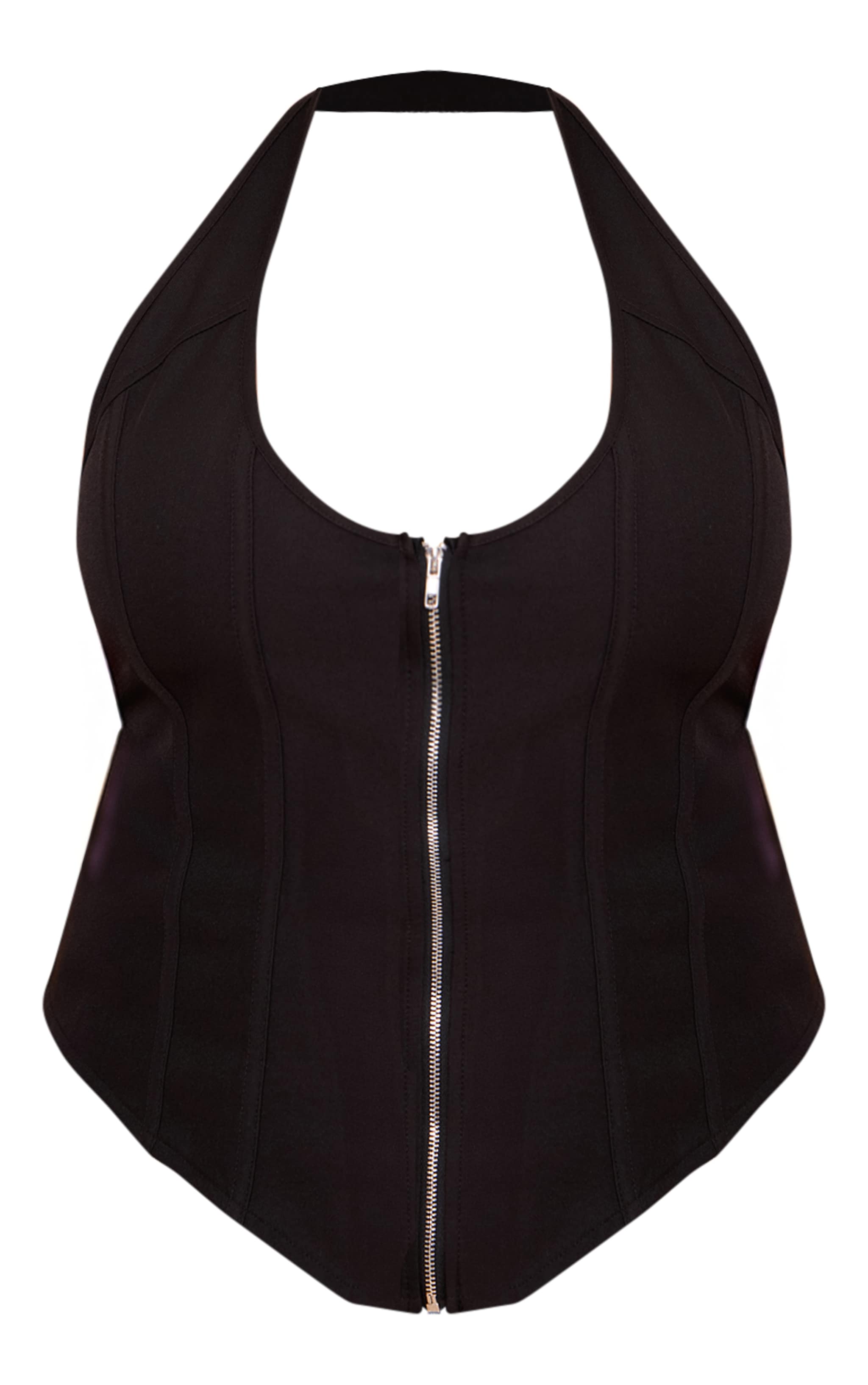 Plus Black Boned Dip Hem Corset image 5